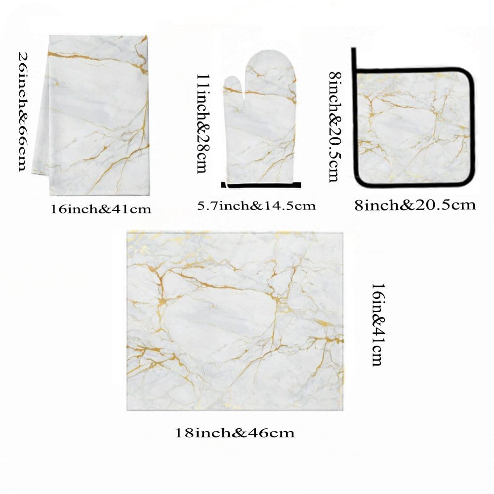 9PCS Golden White Marble1 Cucina Decor e Accessori Set