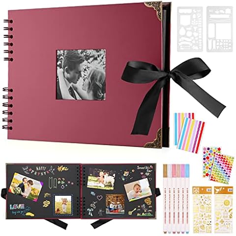 DazSpirit Fotoalbum 29,5 X 21cm Fotoalbum Zum Selbstgestalten Schwarz Fotobuch Mit 80 Seiten Scrapbook Cover
