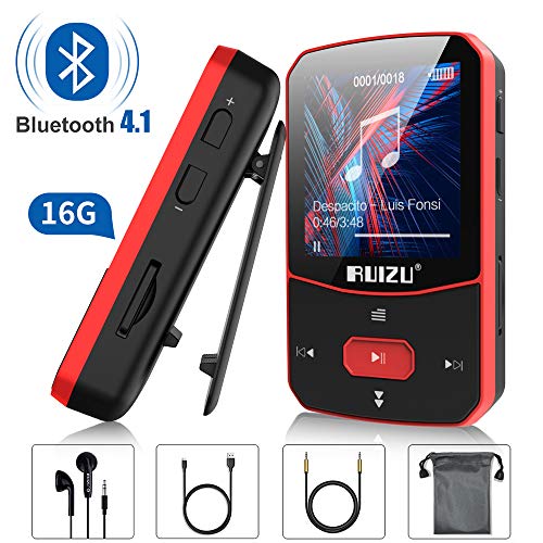 Clip Mp3 Player with Bluetooth 4.1, 16GB Lossless Sound Music Player, with FM