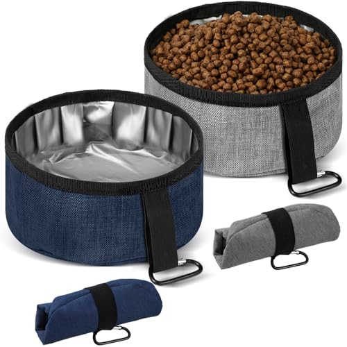 Meanplan 2 Pack Portable Dog Bowls Foldable Travel Dog Dish Portable Puppy Water and Food Bowl Pet...