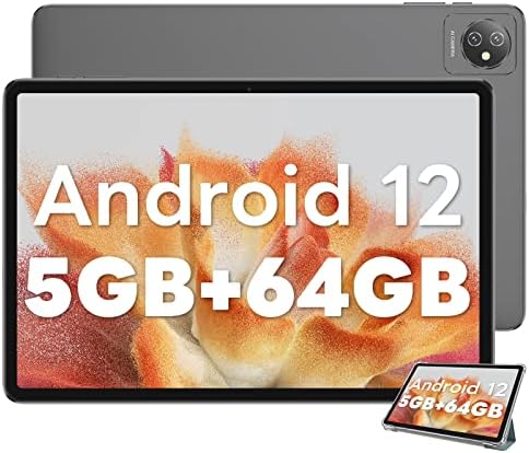 Blackview Android 12 Tablet, 10 inch with Tab 7 WiFi 5GB RAM 64GB ROM with 1TB Expand, 6580mAh Battery PC IPS HD+ Touch Screen, Google GMS Certified 5MP Tablet for Kids, Gray