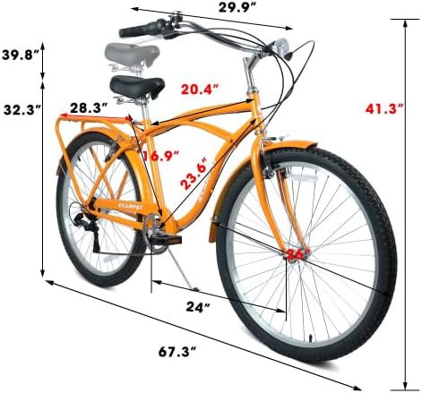 Bicicleta playera 26 pulgadas 7 velocidades naranja miniatura 2