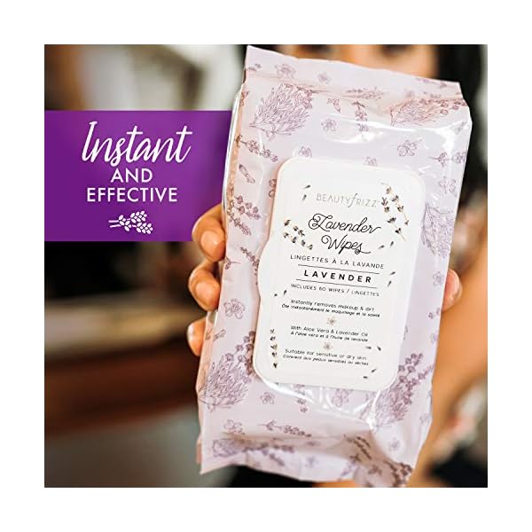 Beautyfrizz-Lavender-Face-Cleansing-Wipes-120-pcs-Gentle-Makeup-Remover-Wipes-for-Face-and-Neck-Facial-Wipes-with-Aloe-Vera-Retinol-Castor-Oil-and-Vitamin-E-Stay-Fresh-with-Lavender-Wipes BeautyFrizz Lavender Face Cleansing Wipes - 120 pcs - Gentle Makeup Remover Wipes for Face and Neck - Facial Wipes with Aloe, Retinol, Castor and Vitamin E - Enjoy these Lavender Face Wipes