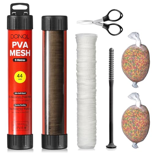 DONQL 5M PVA Mesh Carp Fishing with Scissors, 44MM PVA Bags Carp Fishing, 45