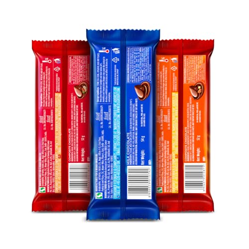 Image of LuvIt. Luscious Milk Chocolates Bar | Combo Pack of Milk, Fruit & Nut, Roasted Almond | Deliciously Smooth | Pack of 24-1264g