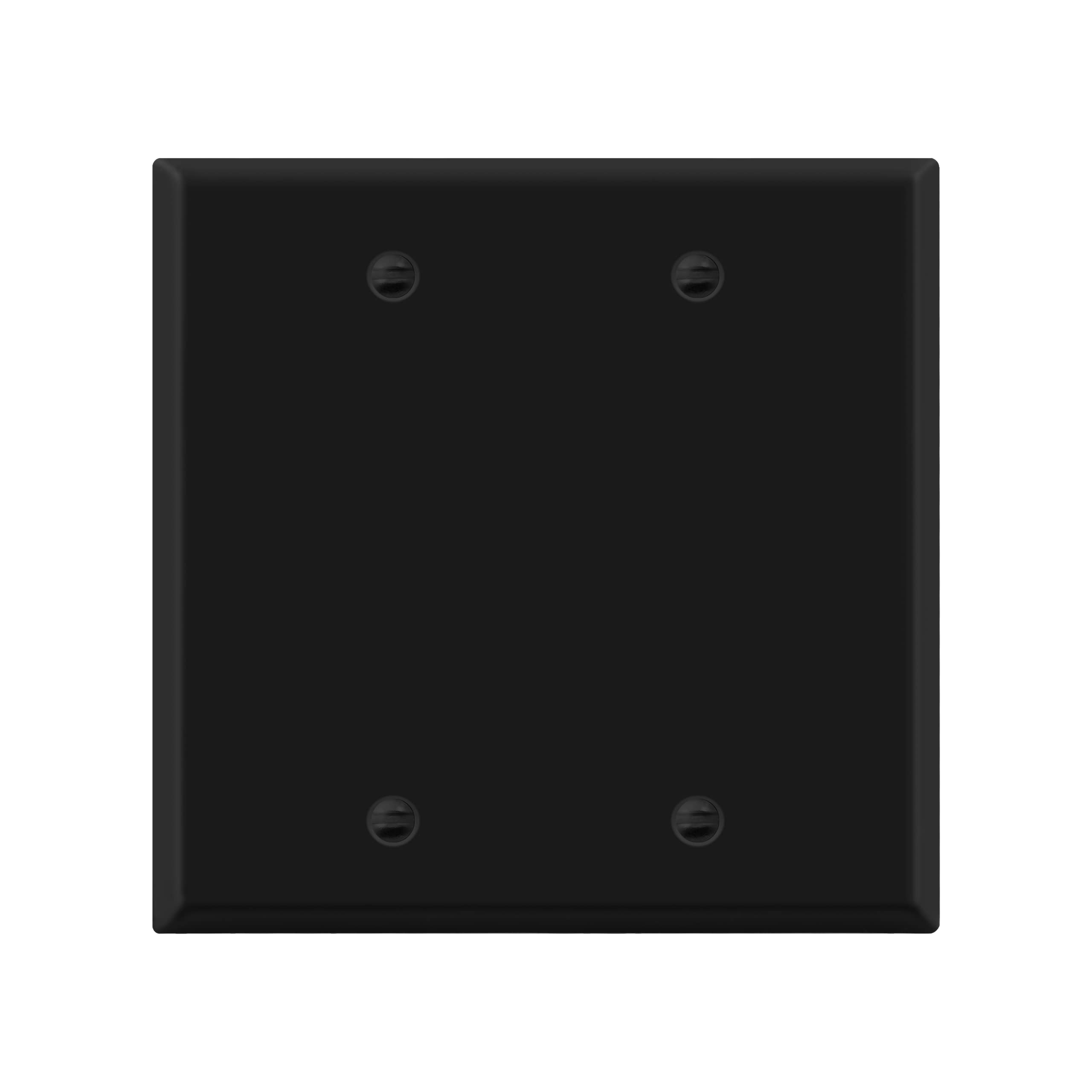 ENERLITES Double Blank Device Metal Wall Plate, Corrosion Resistant, Standard Size 2-Gang 4.50" x 4.57", Powder Coated Stamped Steel, 7702-BM, Black Matte