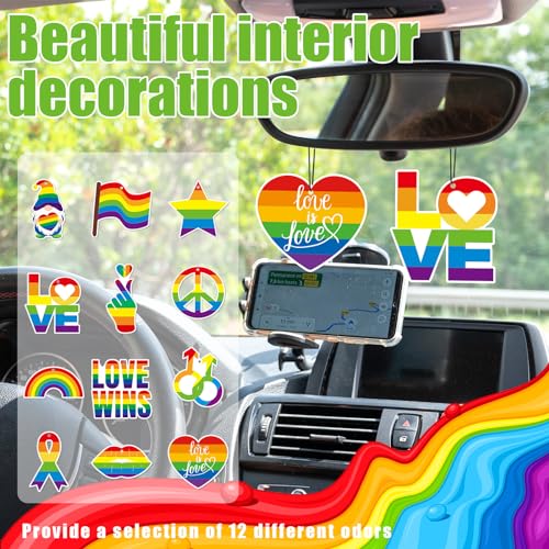 Image of 24 Pcs LGBT Rainbow Air Freshener for Men Women Car Lesbian Gay Pride Day Hanging Air Fresheners Scented Rainbow Incense Chips for Automotive Interior Accessories Gifts Decoration Ornaments