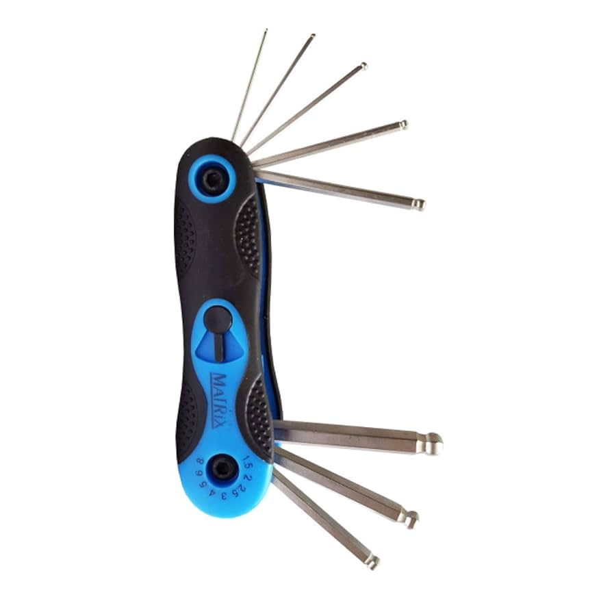 Matrix 702923 Hex Key Set, 8 Piece Ball Point Folding SAE