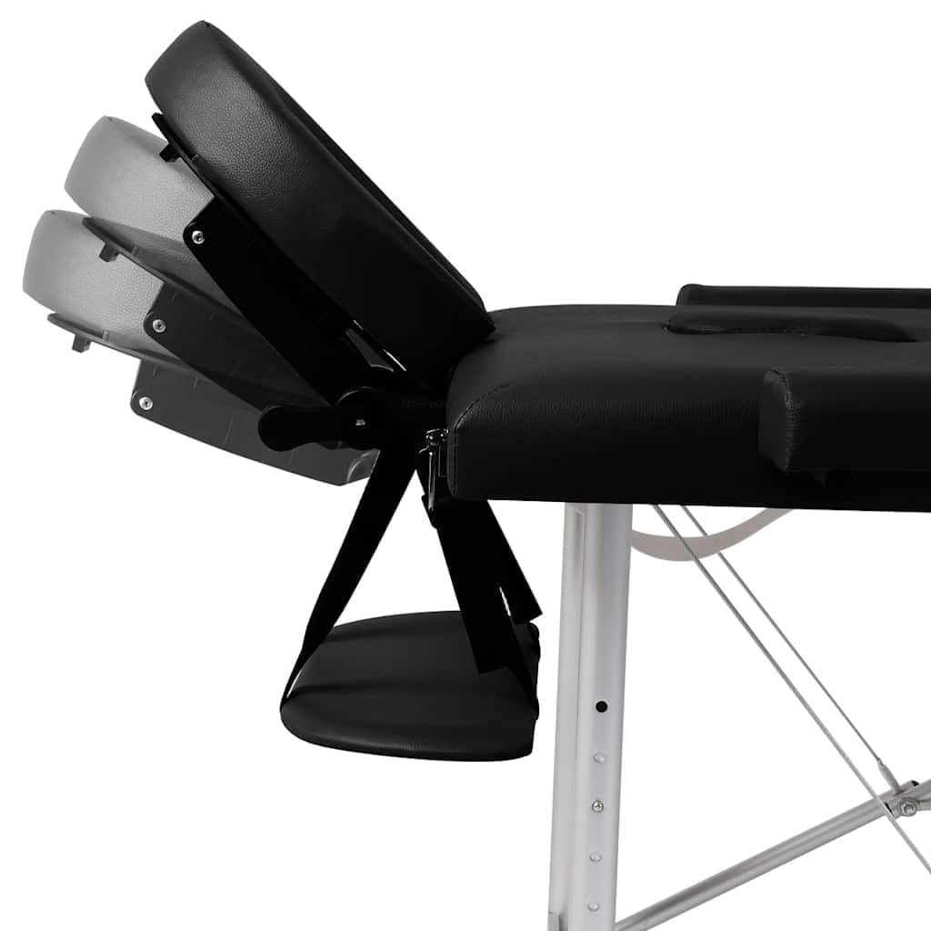 Refined Mesa Camilla de Masaje de Aluminio Plegable de Tres cuerpos Negros