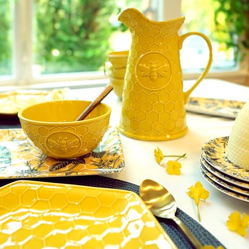 Certified International French Bees Embossed Honeycomb 88 oz. Pitcher, 7.75" x 6.25" x 10" by Certified International - Image 2