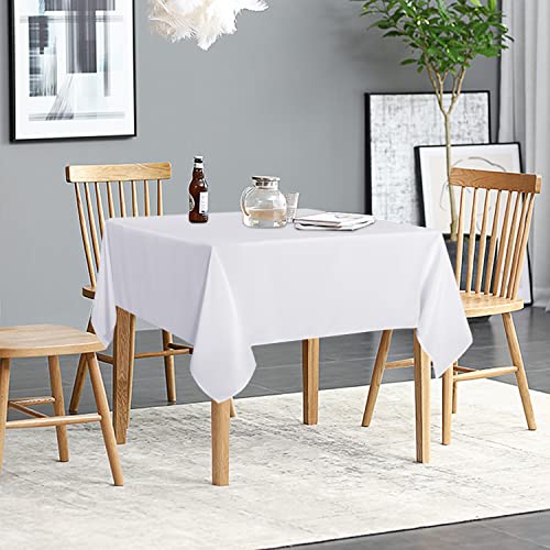 Image of sancua 2 Pack White Tablecloth 54 x 54 Inch, Stain and Wrinkle Resistant Square Table Cloth - Washable Polyester Table Cover for Dining Tables, Buffet Parties and Camping