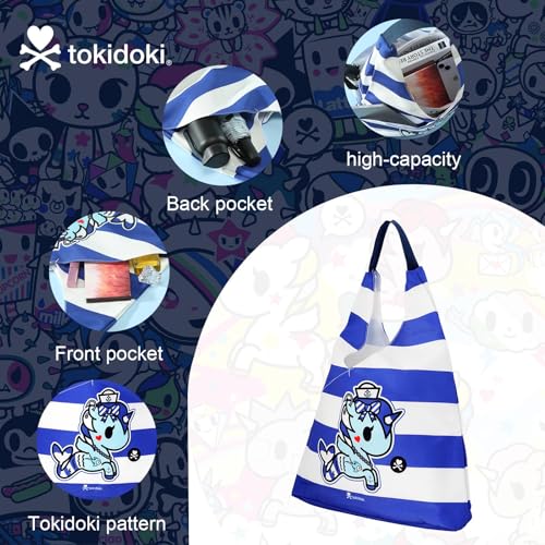Bolso Tote Grande Azul con Cremallera y Muñeca para Mujer miniatura 3