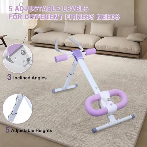 Ab Workout Equipment Abdominal Trainer, Adjustable Ab Machine at Home Gym, Foldable Abdominal Exercise Machine, Core & Ab Trainer Machine for Stomach Workout with LCD Monitor