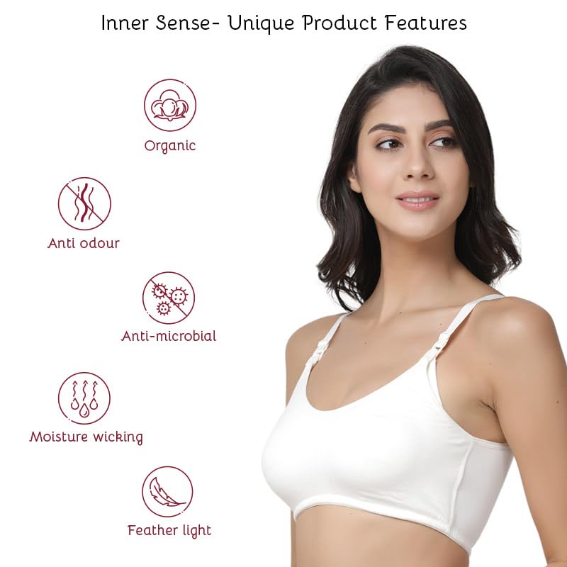 Image of Inner Sense Organic Cotton Bamboo Nursing Bra for Women I Non Padded Feeding Bra with Keyhole Back Design and Wire Free I Maternity Innerwear with Full Coverage