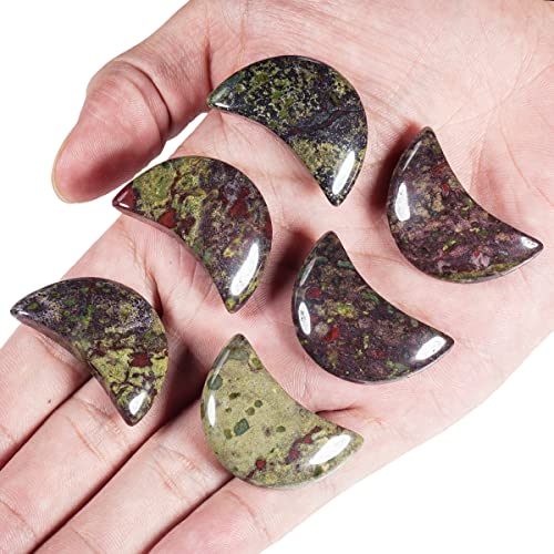 Nupuyai 4pcs Moon Shape Dragon Bloodstone Crystal Palm Pocket Worry Stone Set - Image 2