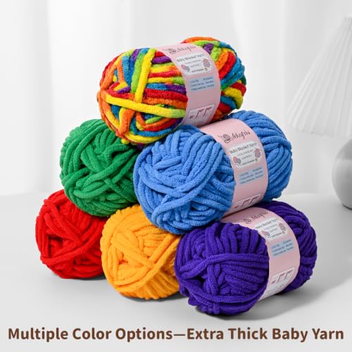 Image of 10.58 oz /147.6 yds Chunky Chenille Yarn for Crocheting, #7 Super Bulky Baby Blanket Yarn for Crocheting Soft, Fluffy Velvet Yarn for Knitting, Amigurumi Crochet Yarn for Crafts (3 Red)