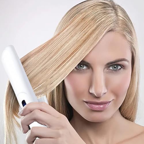 Plancha de pelo 2 en 1, plancha ondulada, rizador con temperatura ajustable, calentamiento rápido, onda grande para pelo largo y corto, herramienta de peinado (blanco)