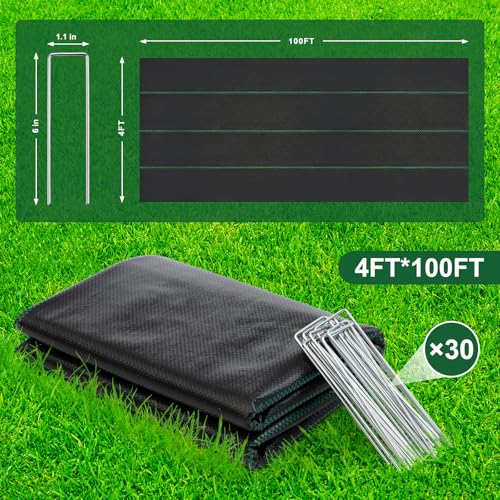 4' x 100' FrutPunch Weed Barrier Landscape Fabric w/ 20 U-Shaped Ground Stakes $10.15 w/ S&S - image 2