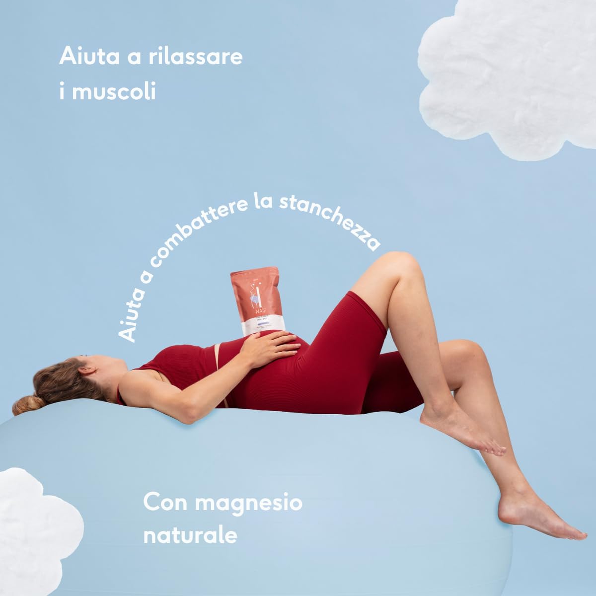 Naïf Sali da bagno al magnesio - Allevia dolori e crampi - Rilassamento muscolare - Bagno alcalino per disintossicazione - Sali da bagno alcalino - 500 g