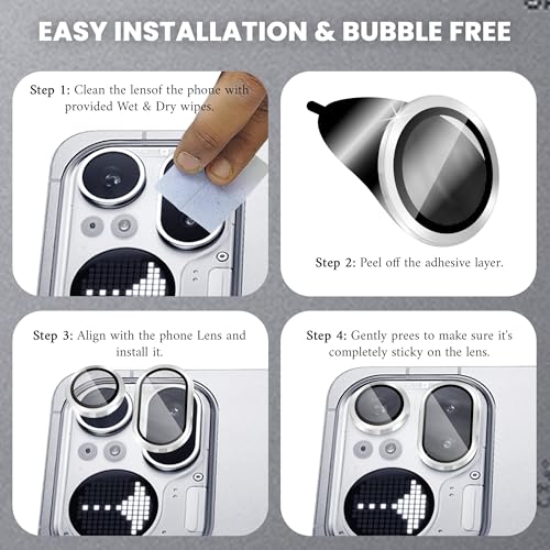 Image of FIRST MART Silver Camera Ring Guard Protector for Nothing Phone 4A Pro | Tempered Glass with Metal Alloy Rings, HD Clear, Scratch Resistant, Case-Friendly | Pack of 1