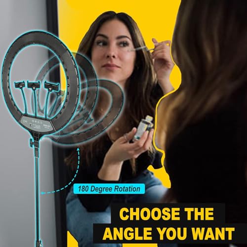 Image of LED Ring Light Kit 18'' Inch with Tripod Stand, Selfie Circle Light, Phone Holder, USB Powered, 3 Light Modes (Ring Light 18 inch Inch with 7Ft Stand)