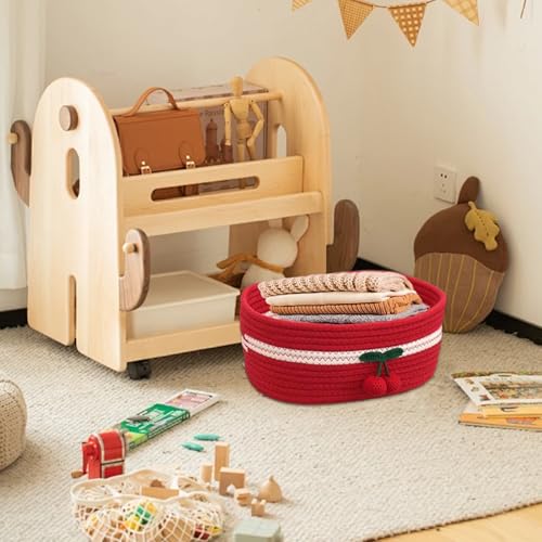 Joli panier de rangement cerise aux finitions soignées pour bébé