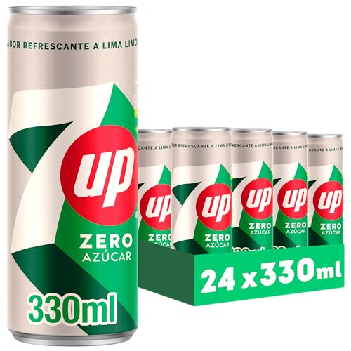 7 UP Refresco cero de lima y limón, sin azúcares y sin calorías, pack de 24 latas de 330 ml, 7.92 litros en total, Lima Limon Zero