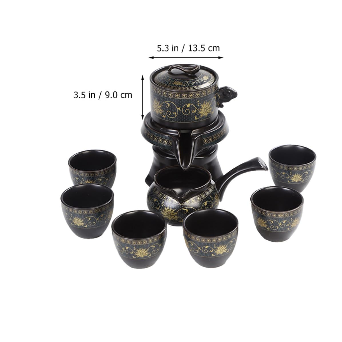 GLEAVI Juego de Tetera y Función Antiquemaduras Diseño Retro de Cerámica Negra para Oficina y Aficionados al Té Suelto