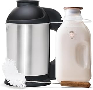 Almond Cow Nut Milk Maker Essentials Bundle - Includes Plant-Based Milk Maker, 60 fl oz Glass Pitcher with Lid & Spout, and 13” Cleaning Brush - DIY Nut Milk, Perfect Accessories for Homemade Nut Milk