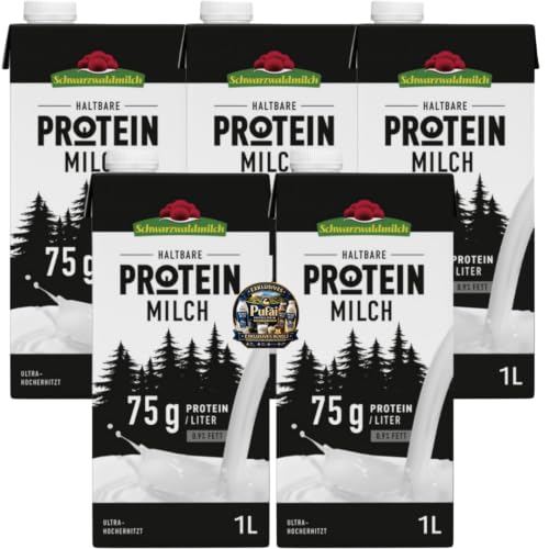 Schwarzwaldmilch Protein Milch 0 9% Fett Milch 1000 mililiter x 5 Stück + pufai