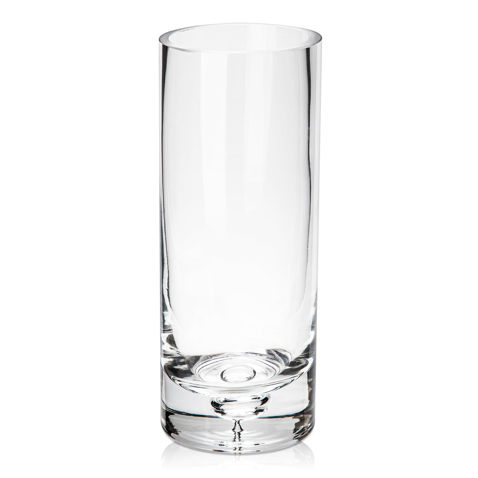Briful Jarrón cilíndrico de cristal de 25,5 cm de alto, 10 cm de diámetro, para decoración de mesa, jarrones transparentes para sala de estar, 10 cm de profundidad x 25,5 cm de alto
