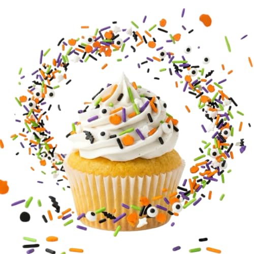 Image of Manvscakes Sprinkles- Edible Cake and Cupcake Sprinkles with Assorted Shapes and Sizes for Parties, Metallic Sprinkle Mix for Cookies, Ice Cream, Cake and Cupcake Decorating, 4 oz (Halloween Party)