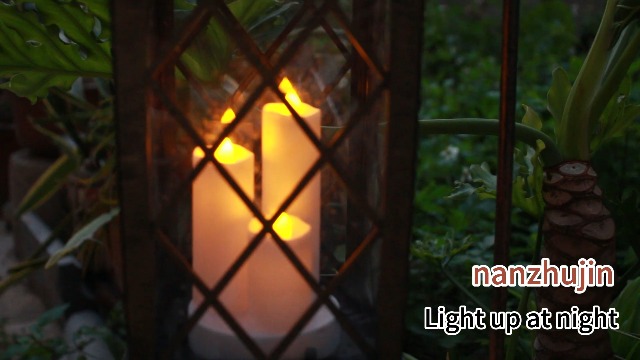 Image of Solar Outdoor Lantern 3 LED Flickering Flameless Candle Decorative Lights | Garden Hanging PVC Waterproof Lanterns,for Women Mom Grandma Halloween Gifts,for Table Outdoor Party,1 pack