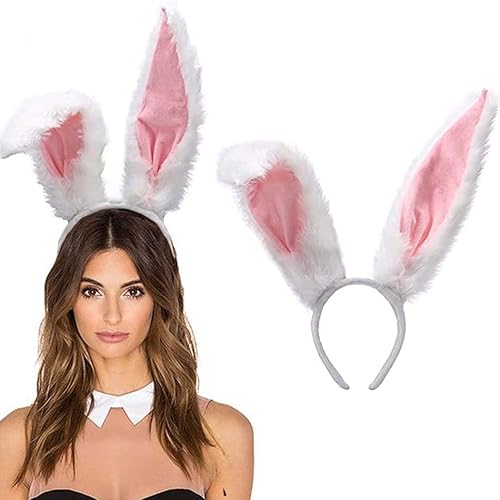 CAKURE Diadema de orejas de conejo peludas, diadema de orejas de conejo, diadema para fiesta de cosplay, accesorios para el cabello para mujeres y