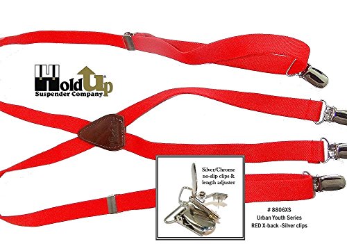 Hold-Ups Urban Youth 3/4\" wide Hold-Up Suspender in X-back with No-slip Clips (Red) - Thumbnail 4