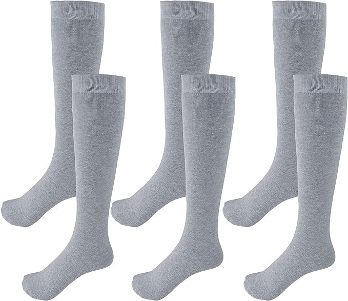 Image of WKLOUYHE Unisex Kid's School Uniform Cotton Knee High Socks Pack Of 06