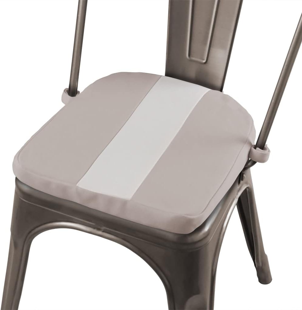 Bistro Seat Cushion for Tolix-Style Metal Chairs (Oatmeal with Eggshell Stripe); 14x15
