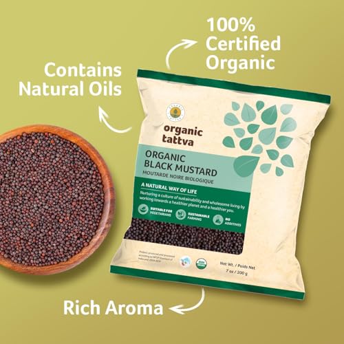 Image of Organic Tattva Black Mustard Seeds 100g | Quality Rai | Naturally Processed Farm-Fresh Whole Seeds | Aromatic Spice for Tempering & Indian Cooking