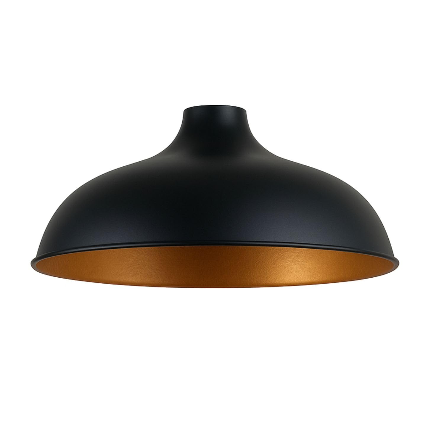 LEDSONE Modern Black Metal Lampshade with Gold Inner Easy Fit Ceiling Pendant Light Shade for Restaurant Bedroom Living Room Office Hallway Café Indoor Metal Replacement Light Shade (Wide Round shade)
