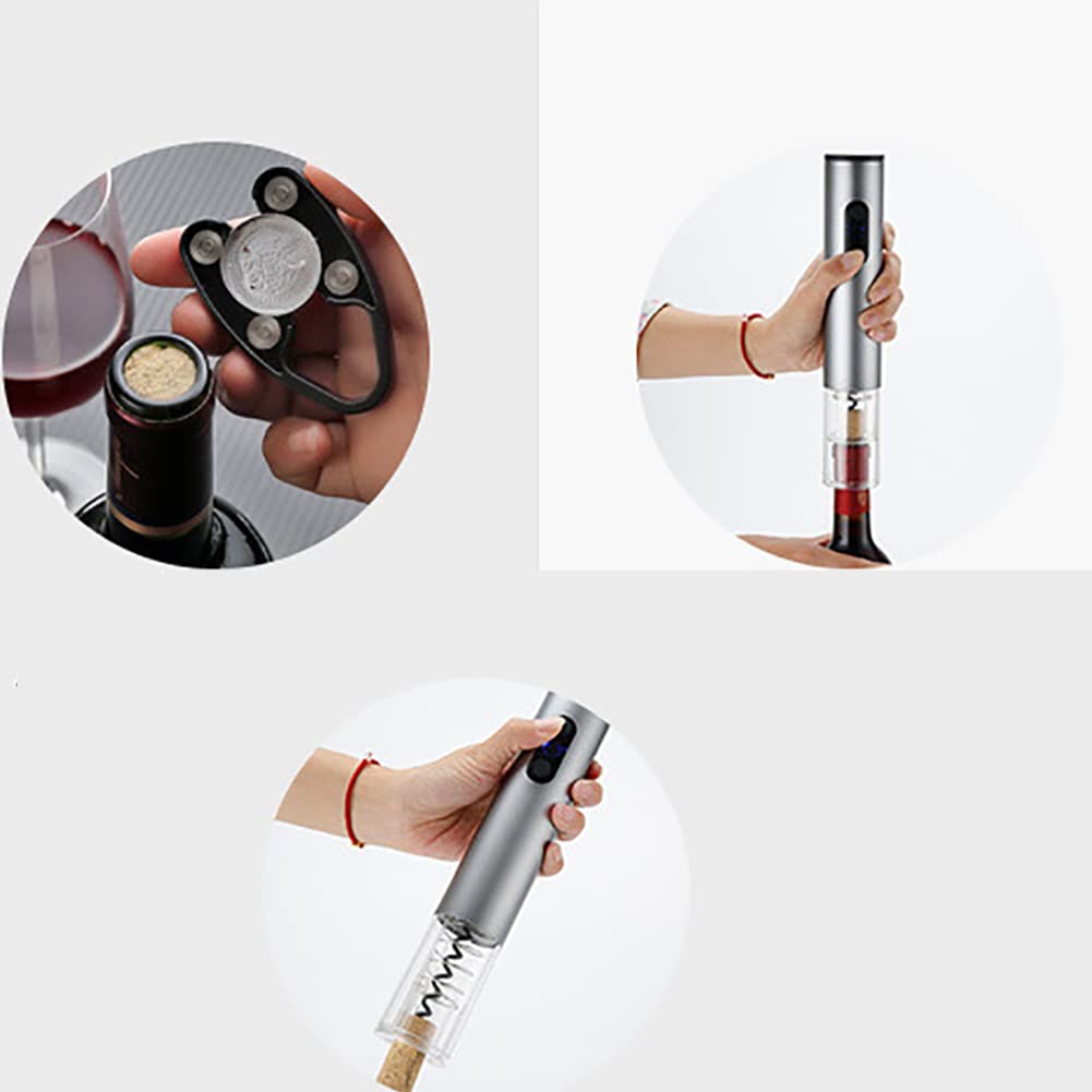 Elektrischer Korkenzieher-Set, elektrischer Flaschenöffner, nachfüllbarer Dekanter aus Edelstahl, Cuttermesser und Nachfüllständer, Geschenkset für Wein, Zuhause, Restaurant, Party und als Geschenk