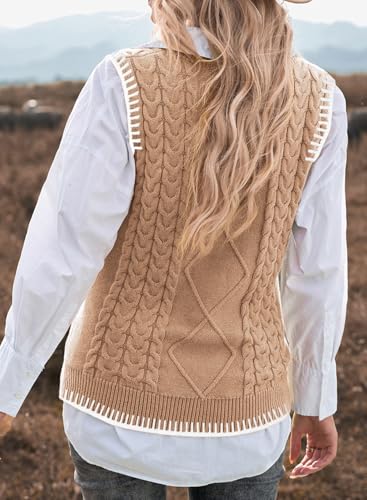 Image of EVALESS Oversized Sweater Vest for Women V Neck Sleeveless Solid Color Loose Pullover Sweater