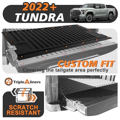 Image of TripleAliners Tailgate Mat Compatible with 2022-2025 2026 Toyota Tundra Accessories, Tailgate Cover Custom Fit All Weather Protection Pickup Liner
