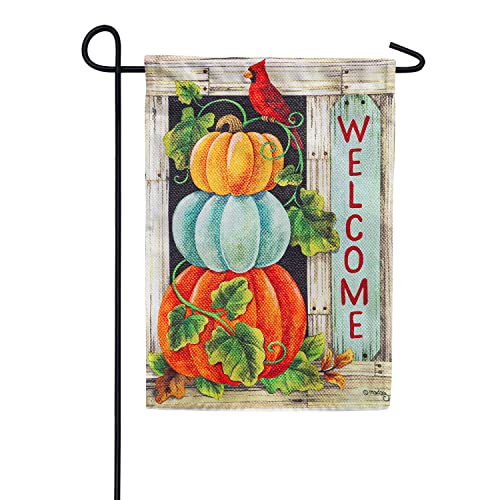 Drapeau de jardin texturé en daim citrouilles pour embellir l'allée et résister aux intempéries