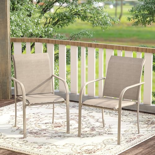 Image of DIFY Patio Dining Chairs Set of 6, Stackable Outdoor Metal Chairs for Garden, Porch and Lawn, Sandshell