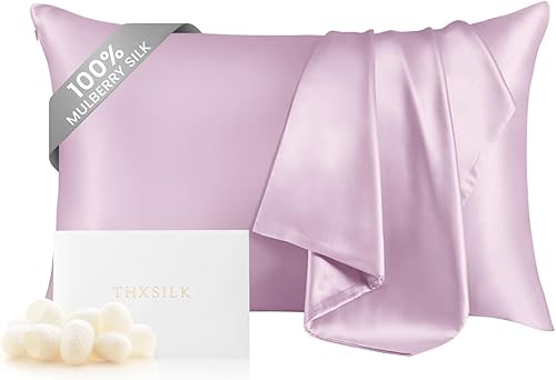 Miniatura 171 de THXSILK Funda de almohada de seda de morera 100% natural para cabello y piel, tamaño estándar de 20 x 26 pulgadas, funda de almohada de seda suave