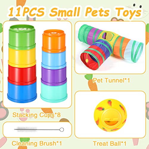 Norme 11 Pack Rabbit Tunnel Tubes 3 Way Collapsible Bunny Snack Treat Ball Stacking Cups With Cleaning Brush For Rabbits Guinea Pigs Cats Small Pet Animals #TOP1
