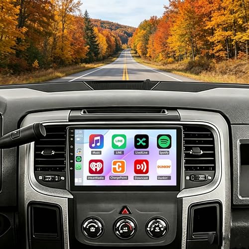 Laueily Car Stereo for Ram 1500 2500 3500 Radio Upgrade 2019-2023 with Carplay/Android Auto,Double Din 7" Touchscreen Car Audio Receiver Support GPS BT WiFi FM RDS SWC AUX-in + Backup Camera MIC,2+32G