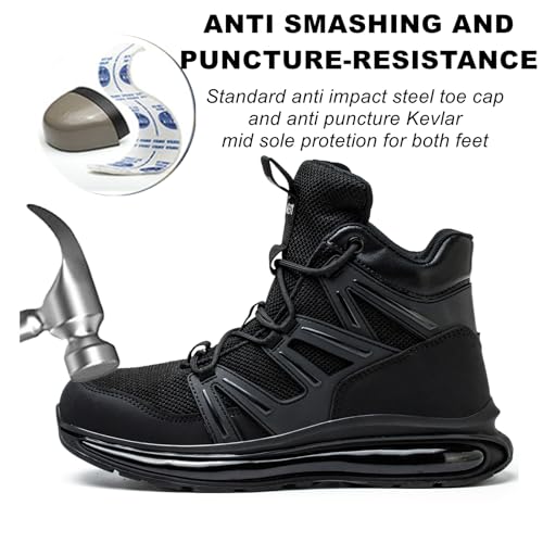 SYLPHID Mens Steel Toe Shoes Womens Steel Toed Sneakers Work Boots with Air Cushion Lightweight Comfortable and Breathable4