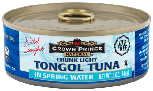 Crown Prince Natural Chunk Light Tongol Tuna in Spring Water, 5-Ounce Cans (Pack of 6)