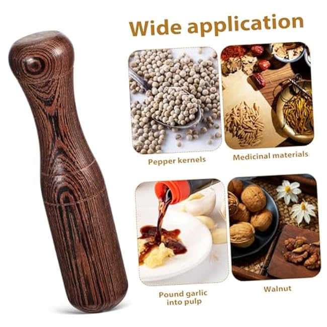 ABOOFAN 1set Pestle Ergonomic Kitchen Food Grinder for Manual Grinding of Spices Seasonings and Ingredients Smooth Surface for Easy Cleanup 2pcs